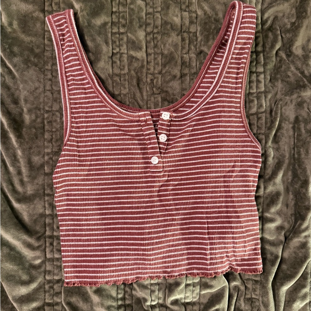 SOLD Aerie Burgundy Striped Crop Top
